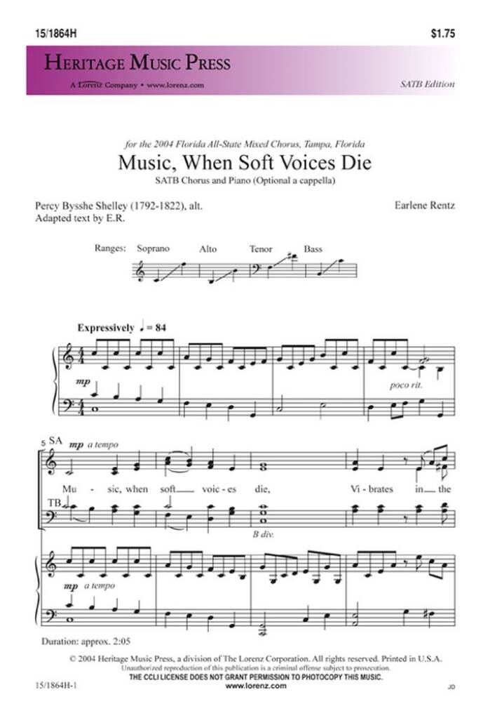 Music, When Soft Voices Die